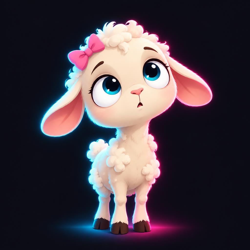 An innocent, clueless little lamb with a pink bow